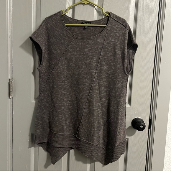Eileen Fisher Charcoal Short Sleeve Top - Picture 3 of 5